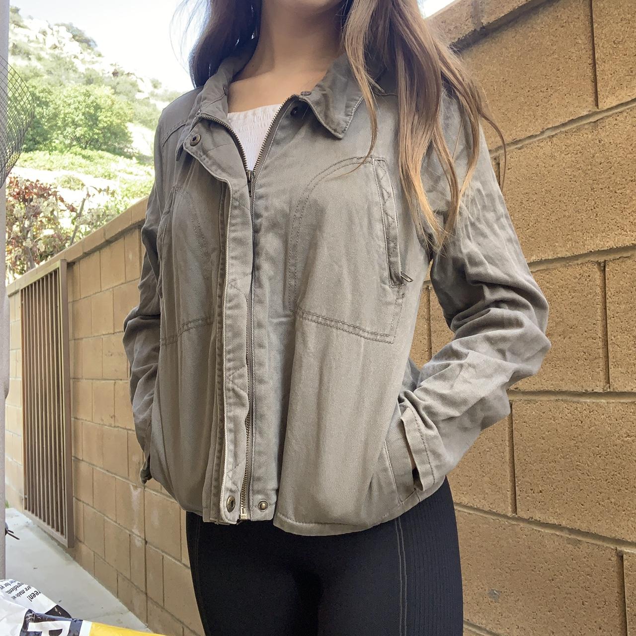 Brandy Melville Army Green Zip Up Military Jacket XS-S