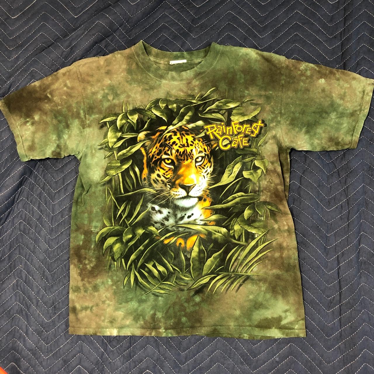 Green Rainforest Cafe t-shirt. Jaguar or leopard... - Depop