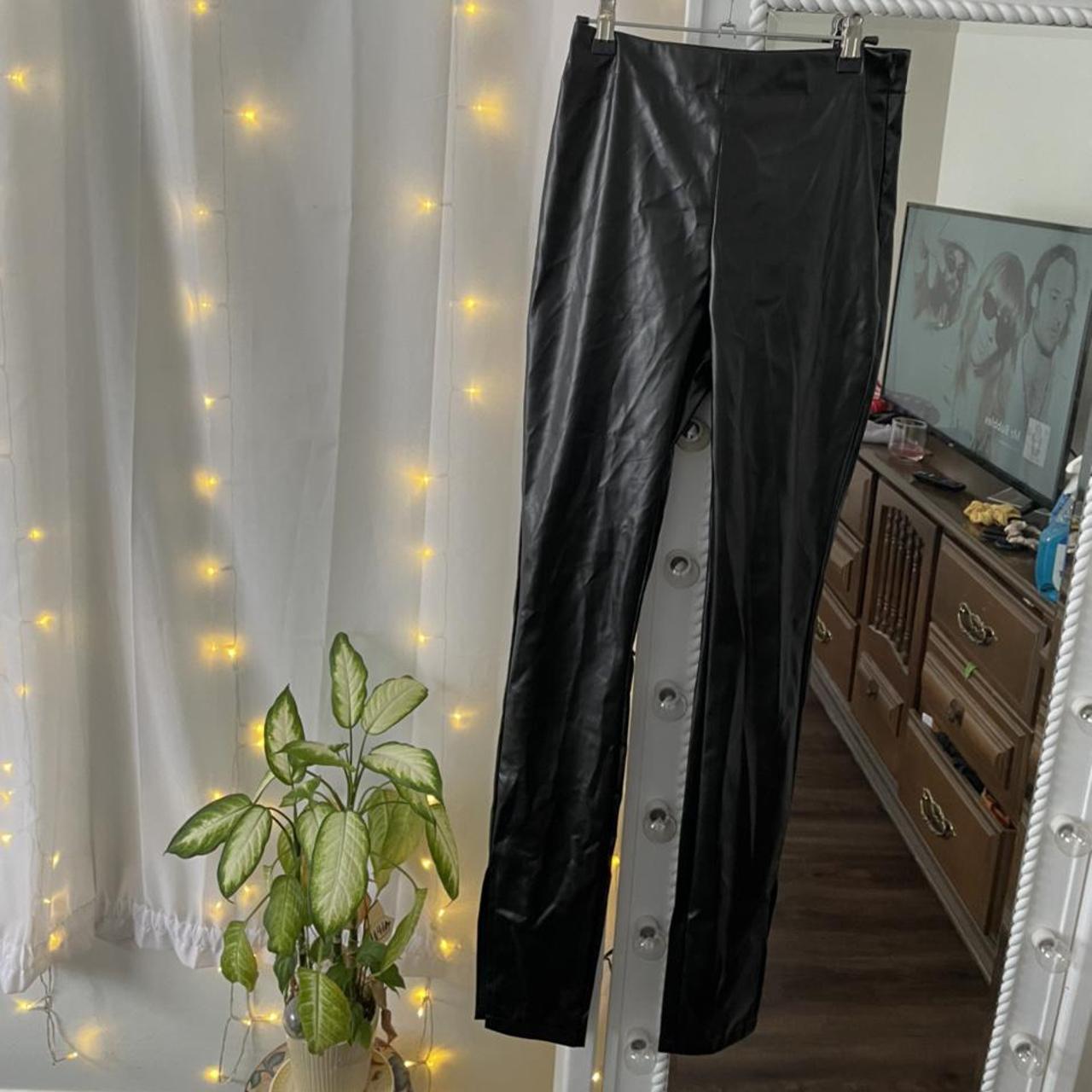 SBetro faux leather pants with zipper closure and a - Depop