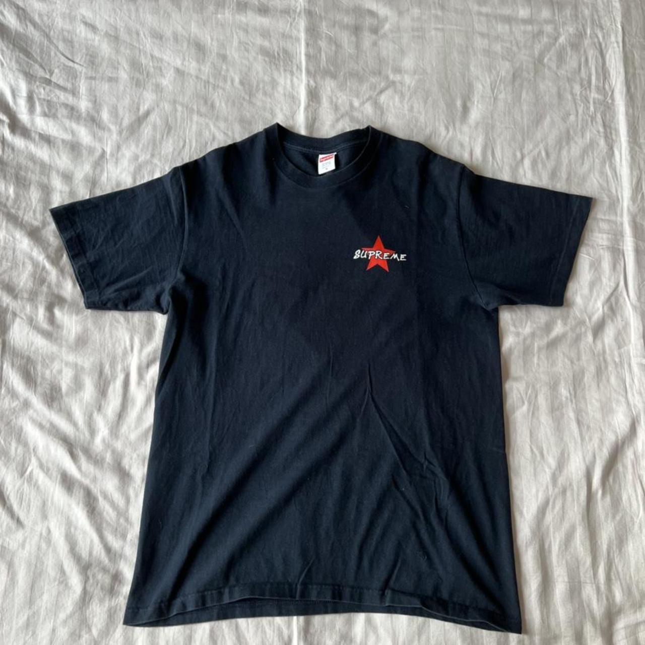 Navy blue supreme money power respect tee shirt... - Depop