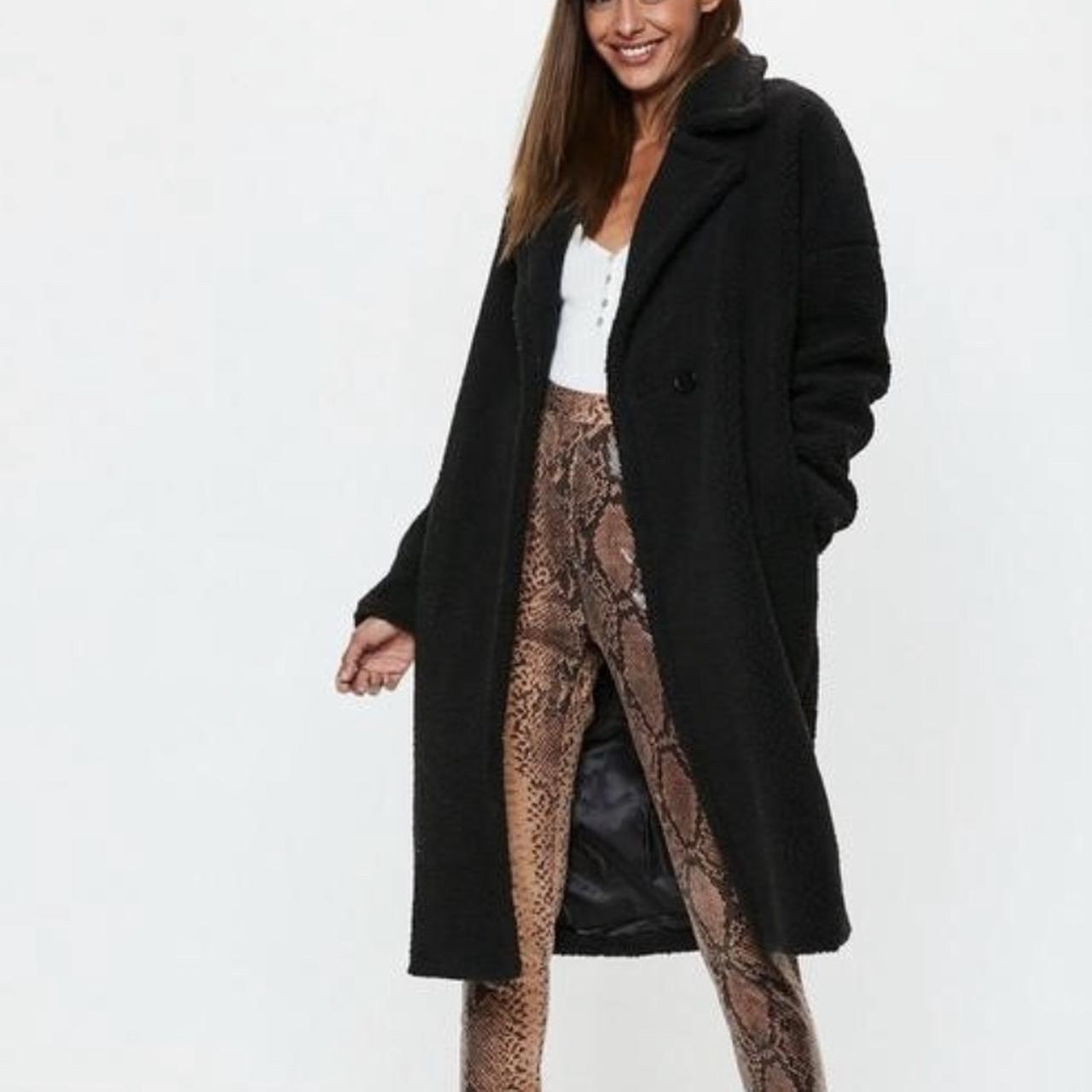 Missguided black teddy coat hotsell