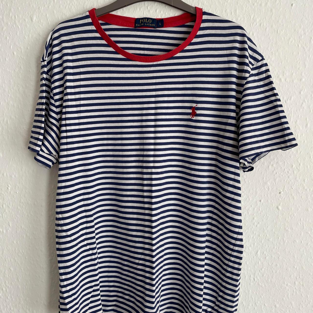 Polo Ralph Lauren Men's White and Blue T-shirt | Depop