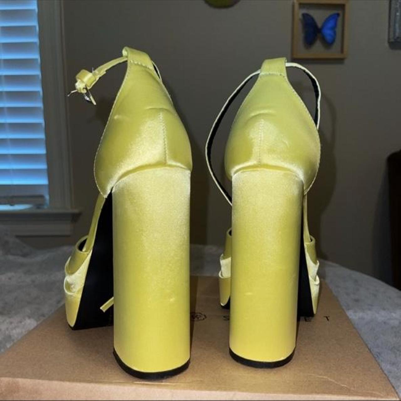 Daisy Street Double Platform Hells🌙 Satin Yellow... Depop