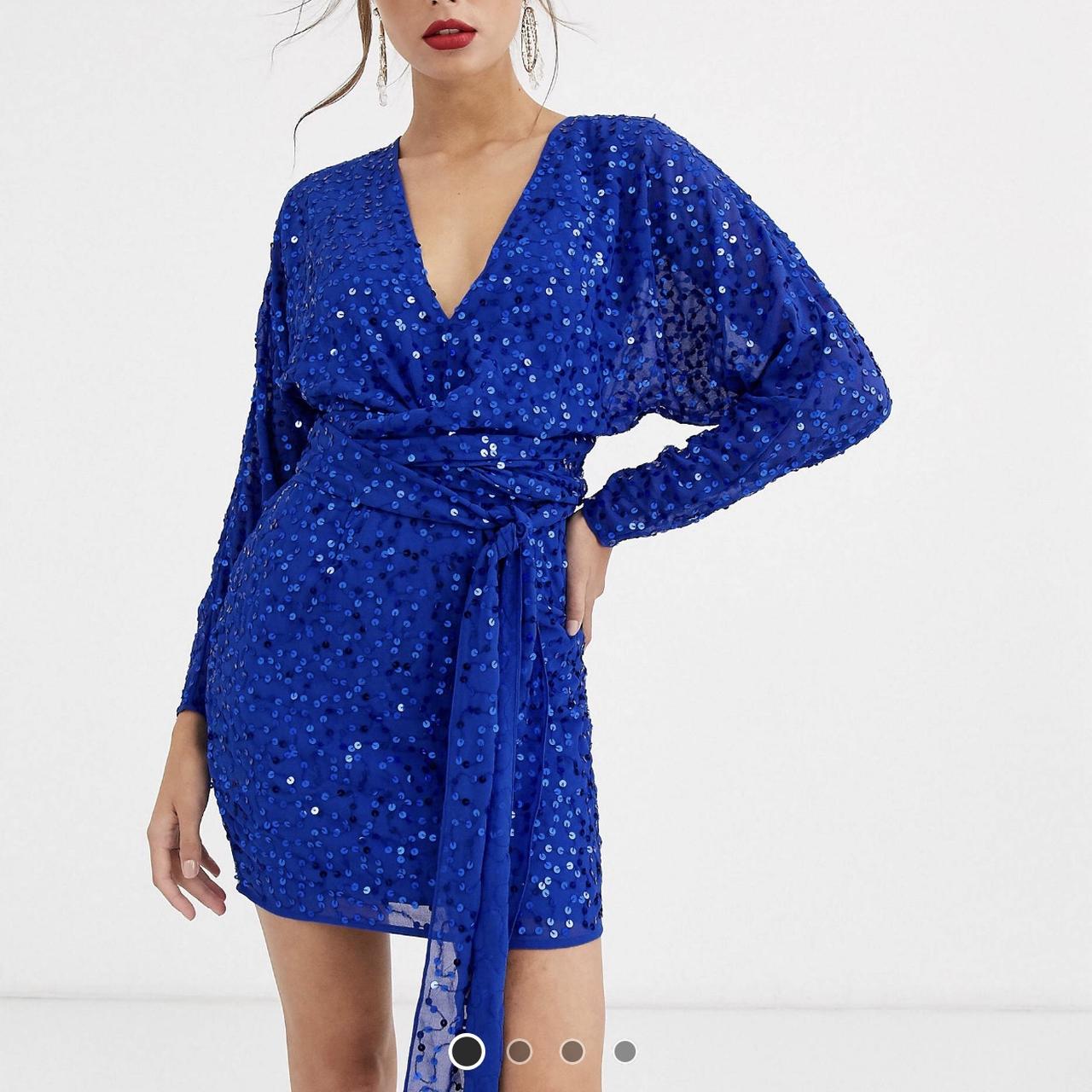 Asos blue sequin clearance dress