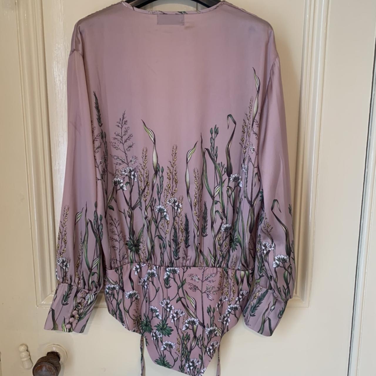 Zara Silky Pink Floral Eastern Bodysuit Bloggers SIZE S Small UK 8