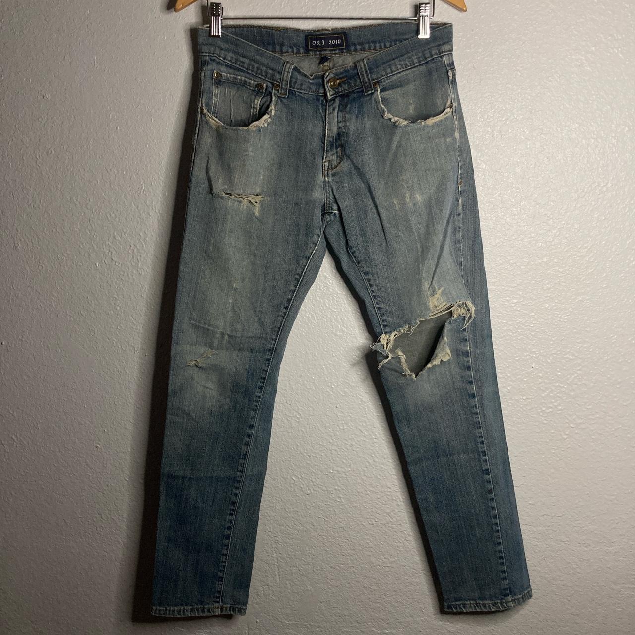 Perfectly Distressed Y2K Ripped Jeans - Denim - Mens... - Depop