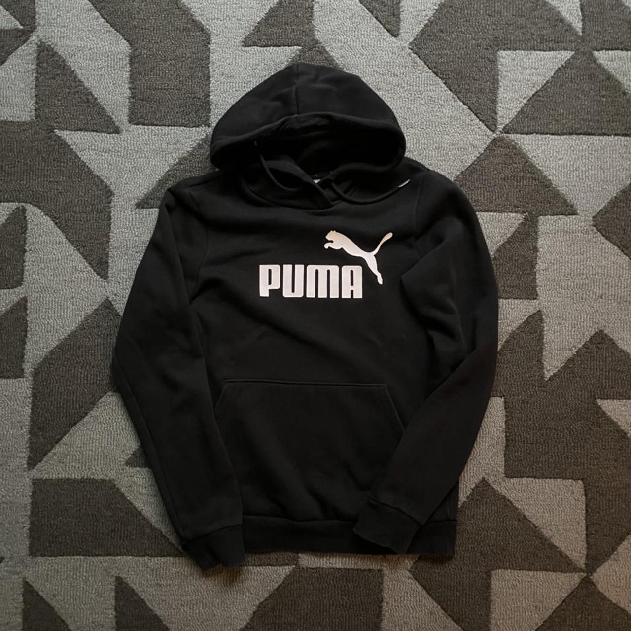 Puma Women's Black and White Hoodie | Depop