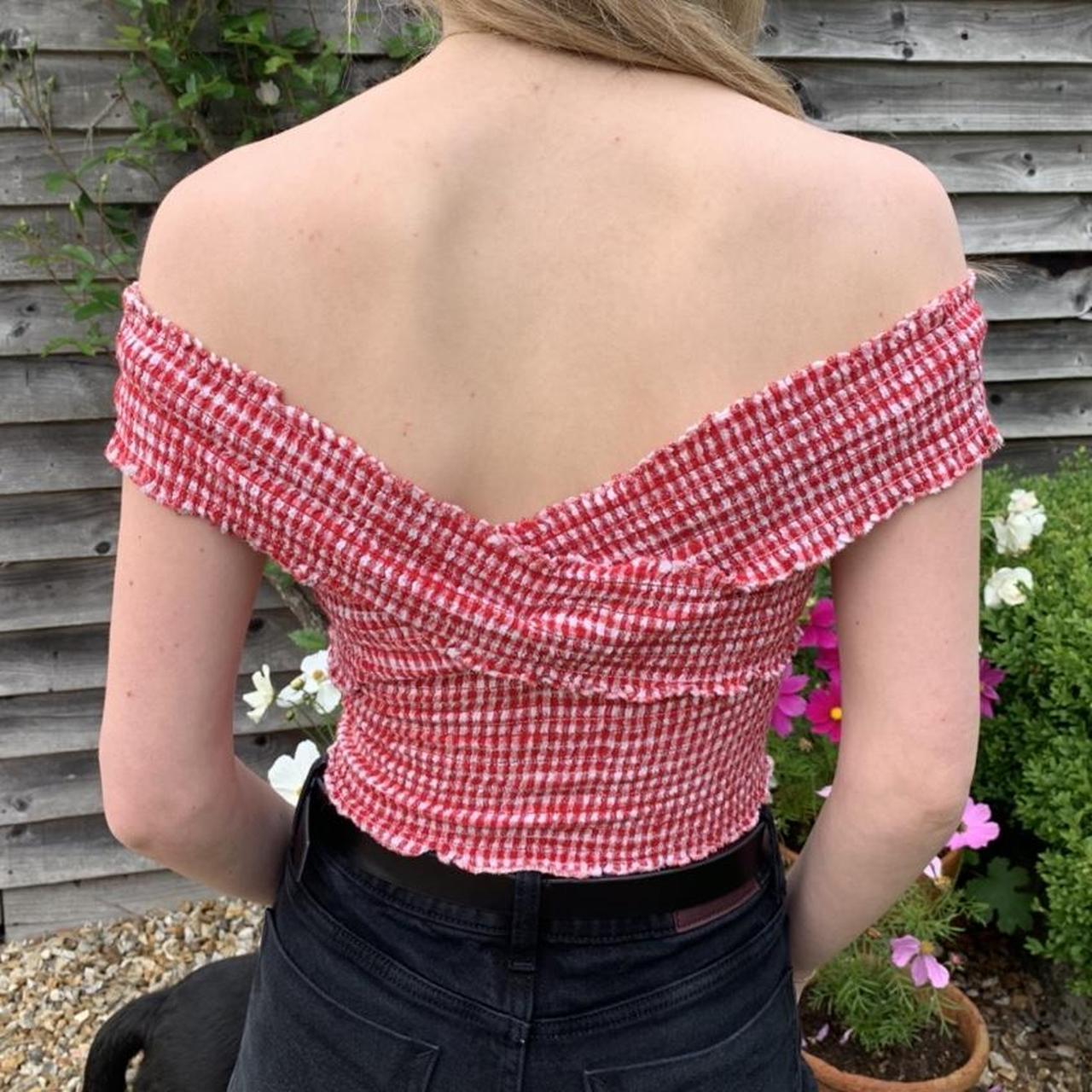 Women's White and Red Croptop Depop
