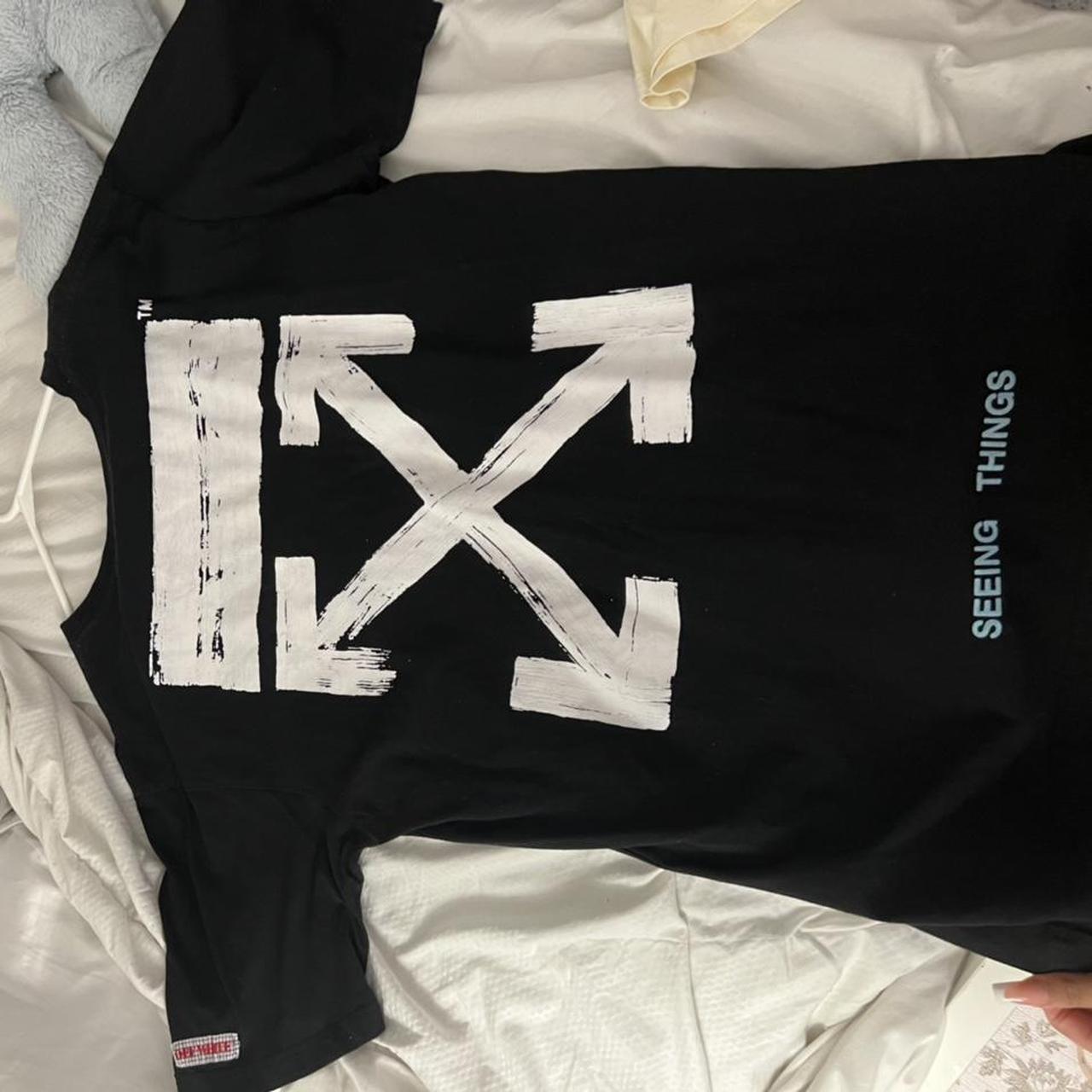 Off-White Black T Shirt -fits like mens L/XL -worn... - Depop