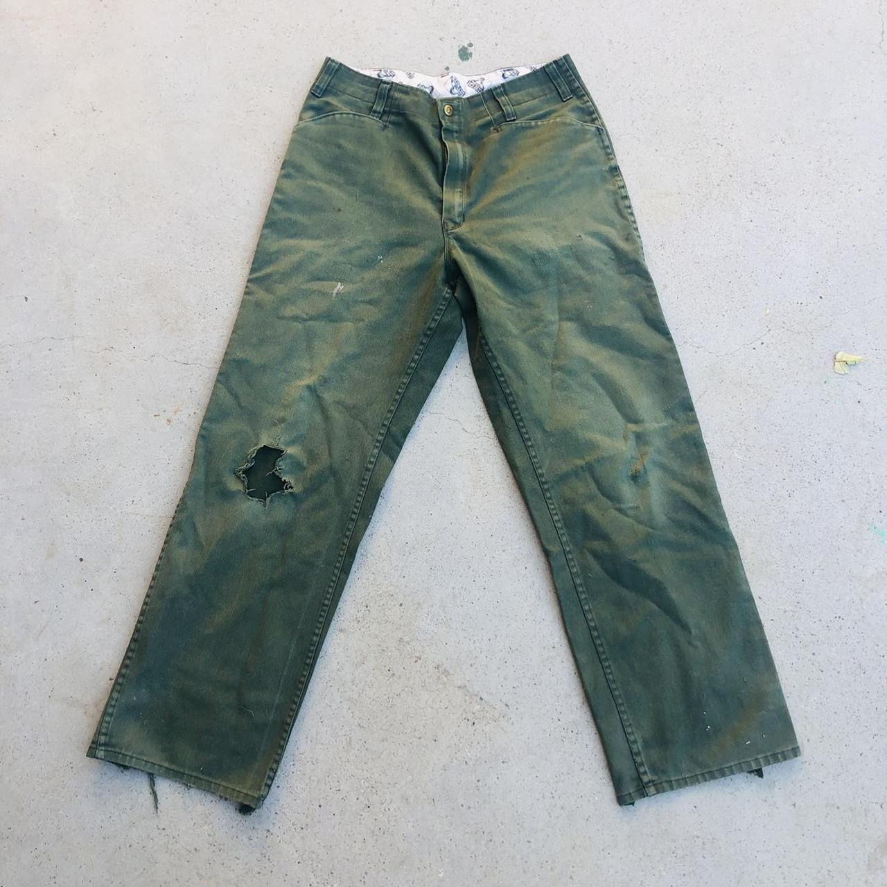Vintage 1990s green Ben Davis distressed pants... Depop