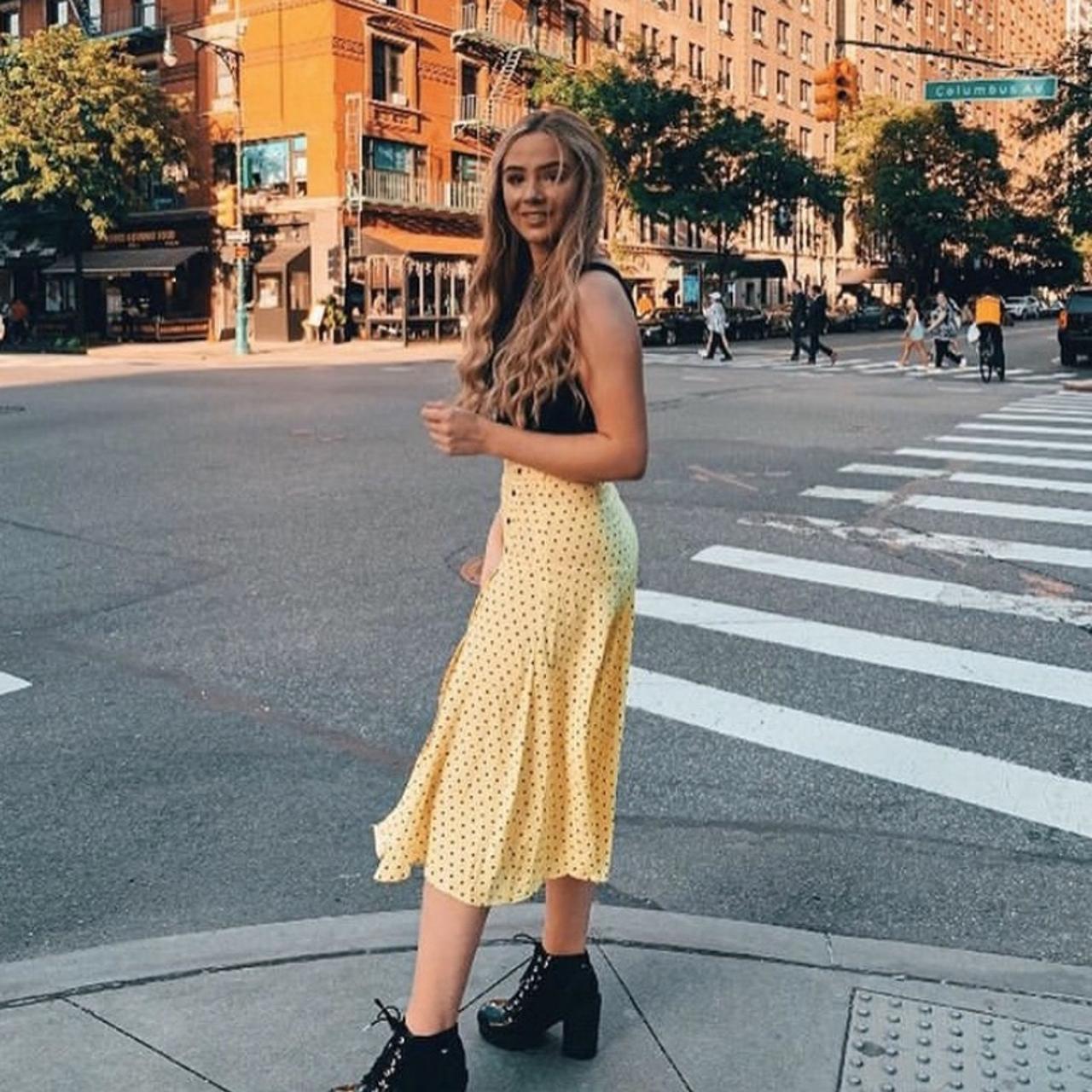 stunning yellow polka dot maxi skirt soooo