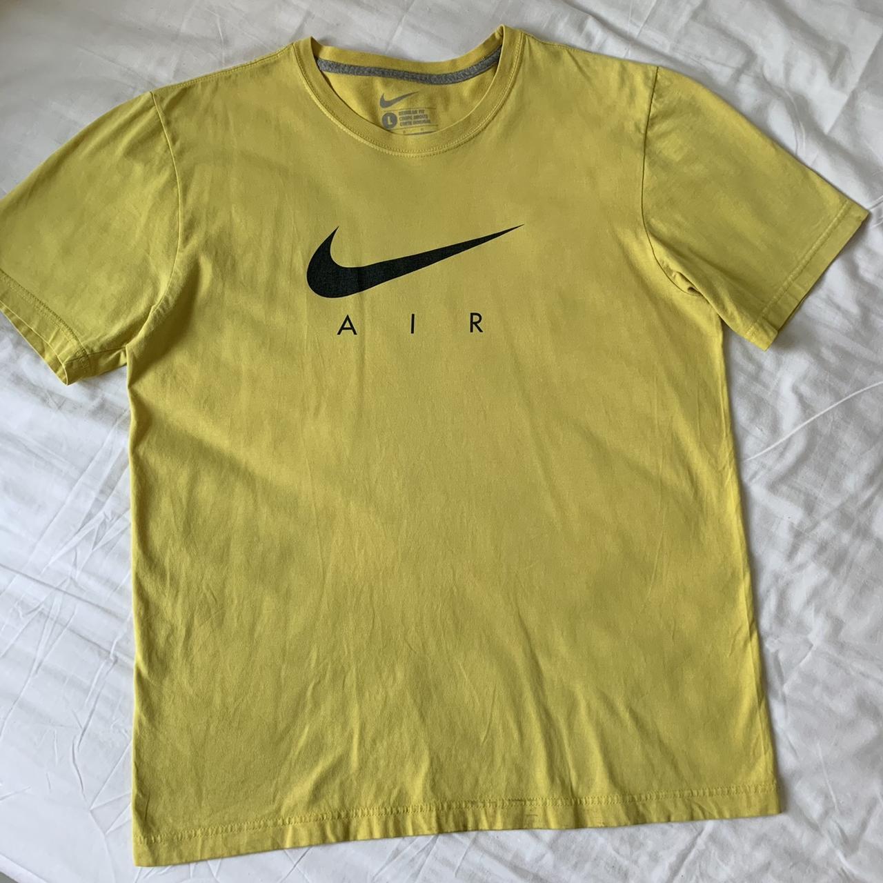 🔥🔥🔥Vintage NIKE yellow swoosh tee with large NIKE... - Depop