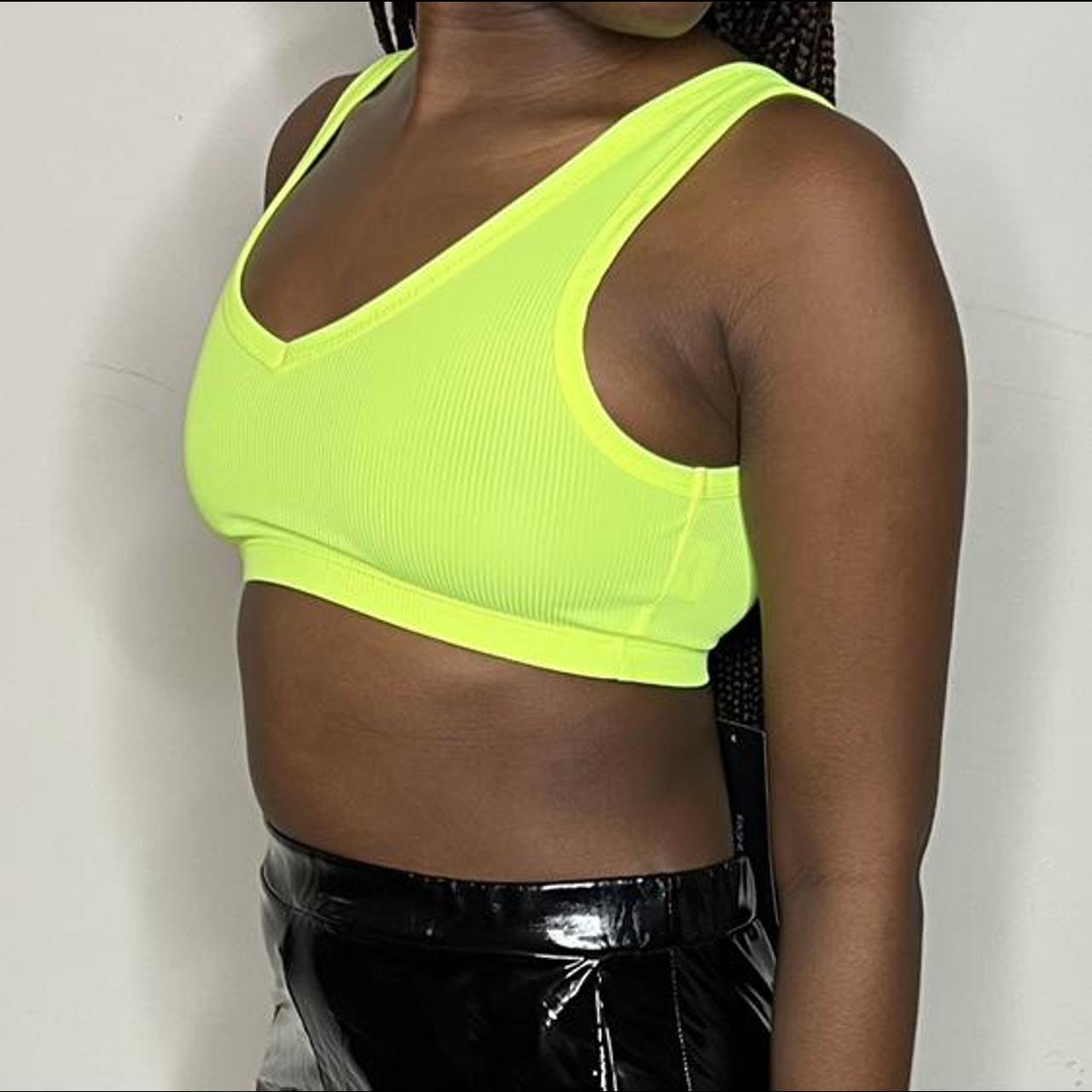 neon green adidas crop top tag size xs pit to pit - Depop