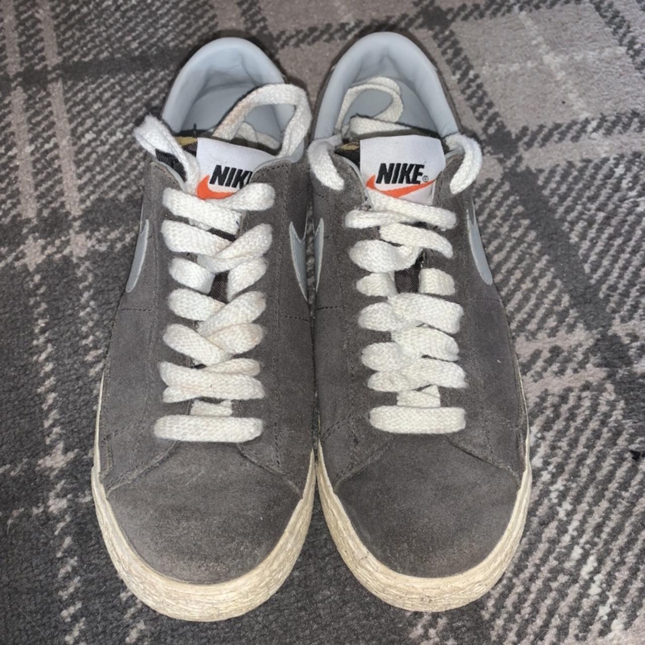 Nike Low Blazers Grey suede Size UK 4 Excellent... Depop