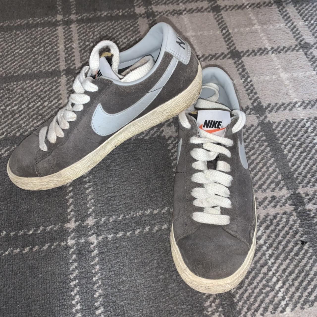 Nike Low Blazers Grey suede Size UK 4 Excellent... Depop