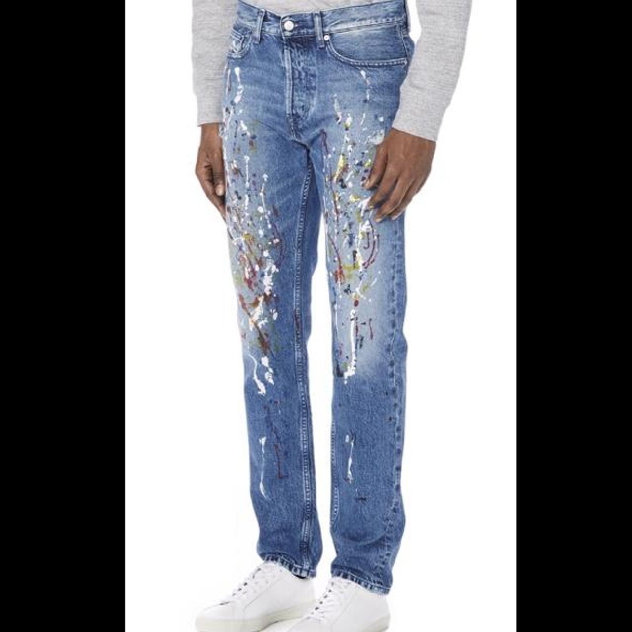 Calvin Klein paint splatter jeans W28 L32 Slim Worn... - Depop