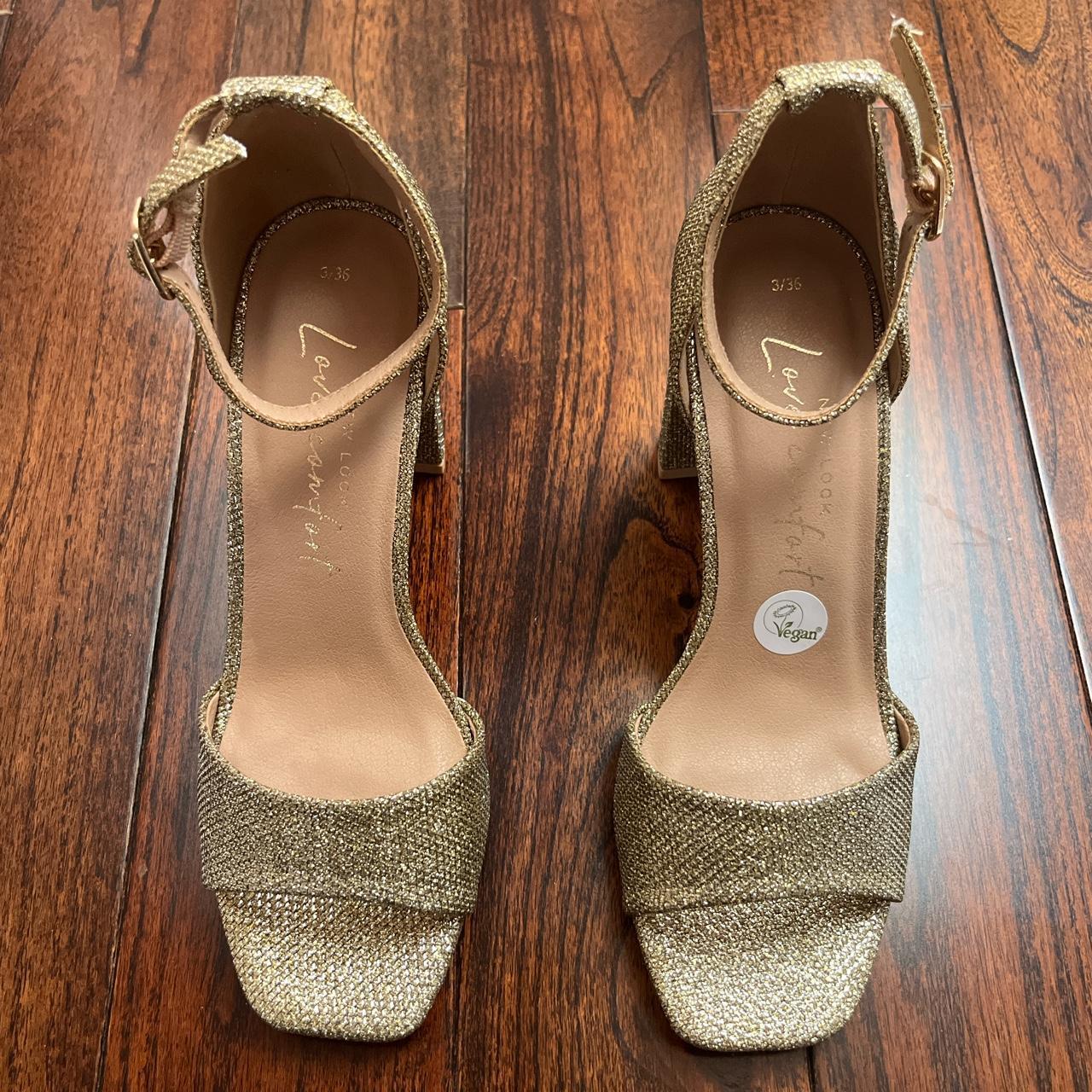 Gold Glitter Block Heel Sandals Brand New Never Depop 6000