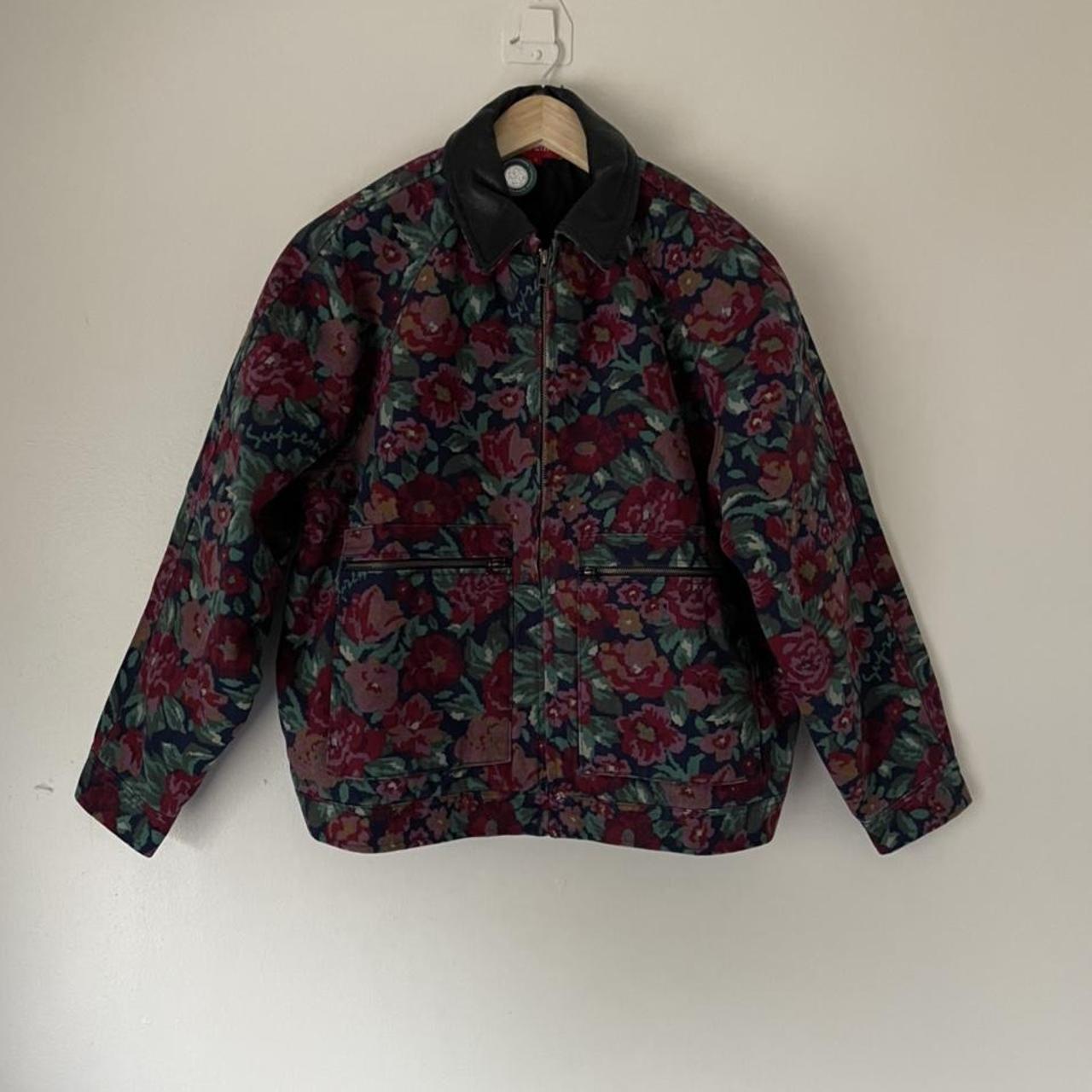 Supreme FW20 Digi Floral Leather Collar Work Jacket... - Depop