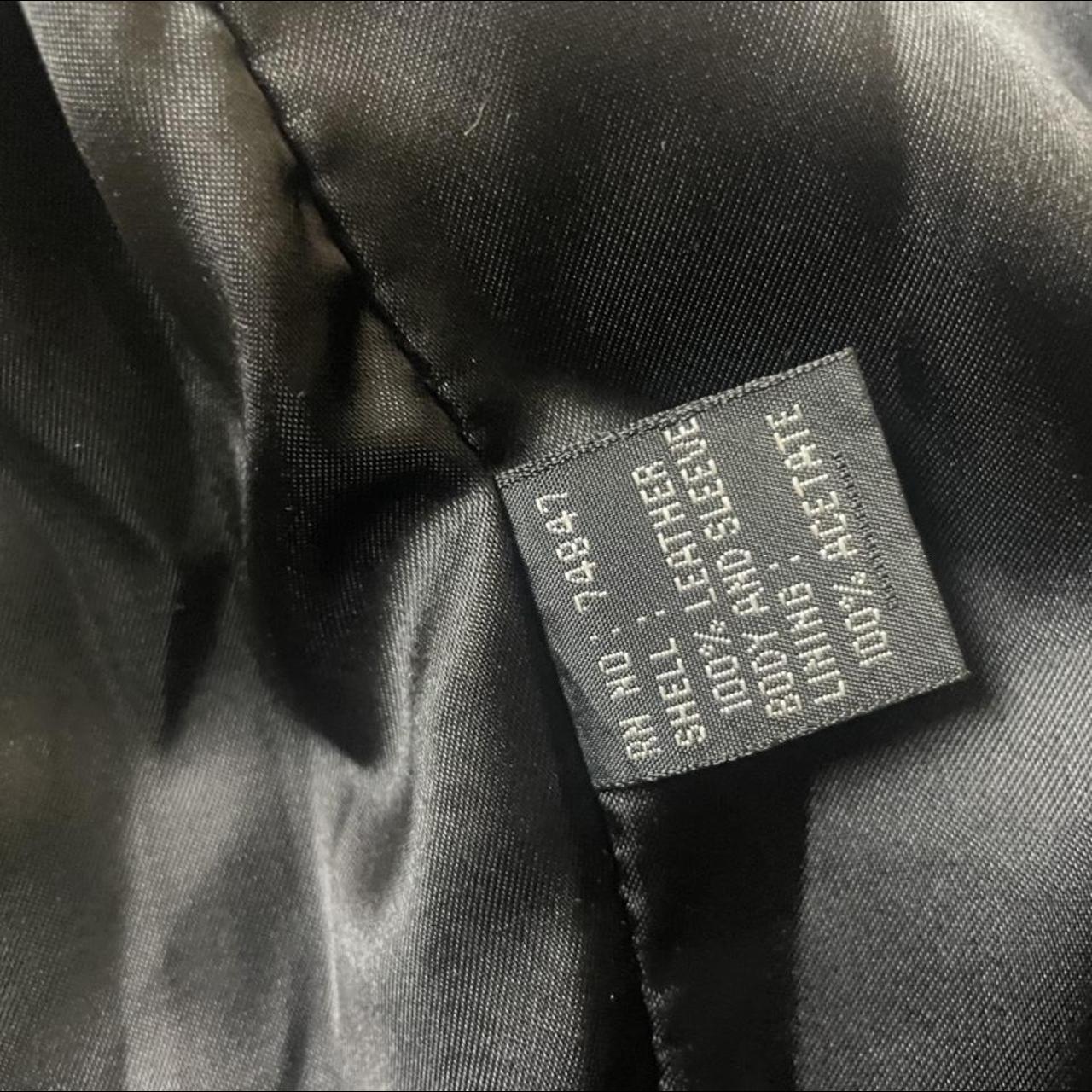 vintage leather jacket labeled size small runs... - Depop