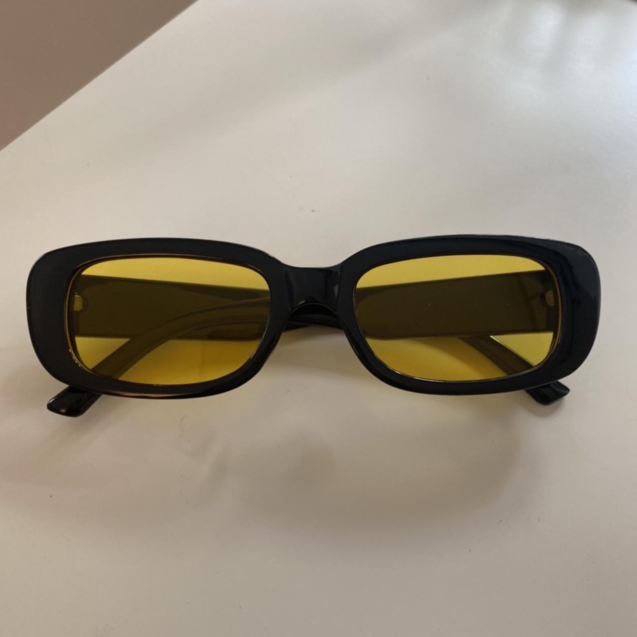 Yellow lense sunglasses comes with case - Depop