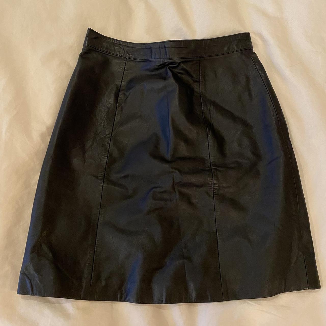 vintage leather mini skirt an essential! in... - Depop