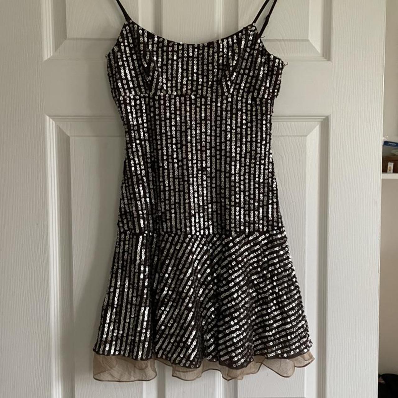 BCBG Max Azaria mini dress with sequins. Vintage so... - Depop