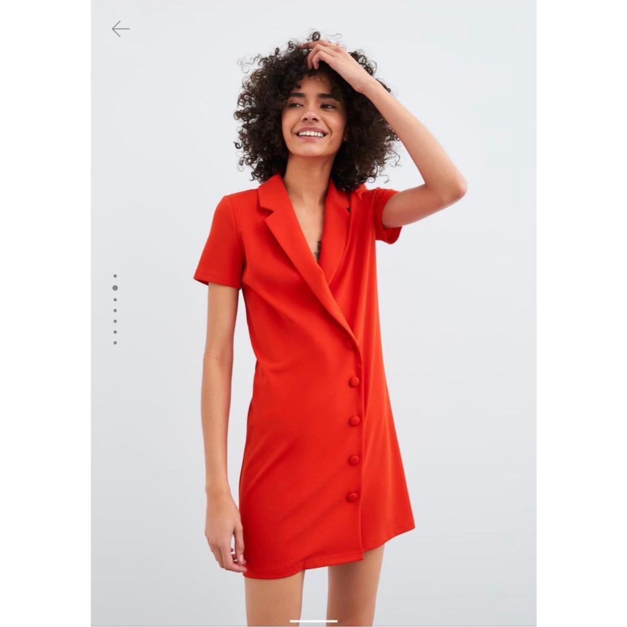 Zara red 2024 button dress