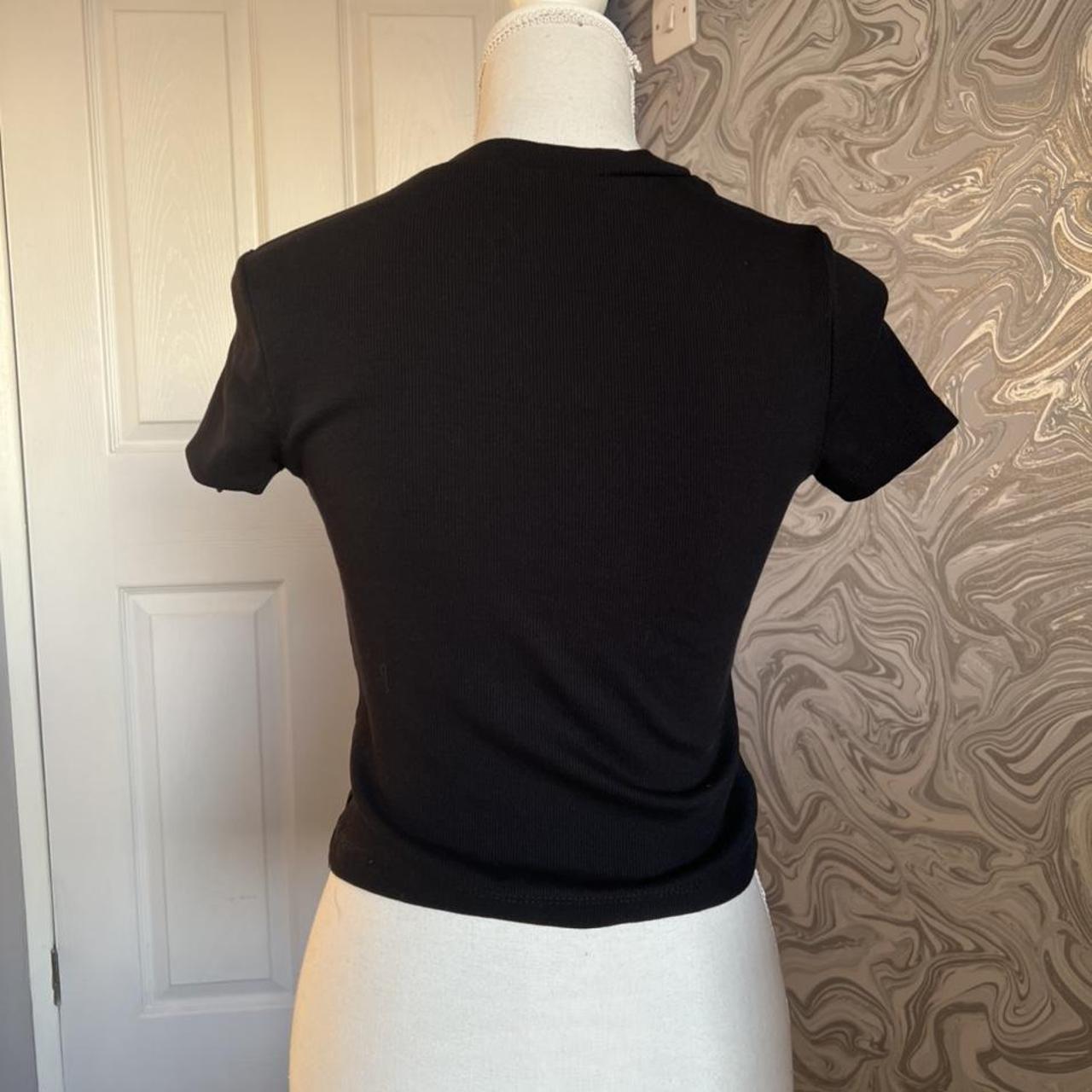 Black Zara crop top with diamanté neck collar... Depop