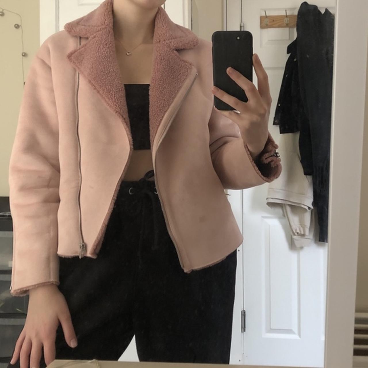 Pink suede shop jacket zara