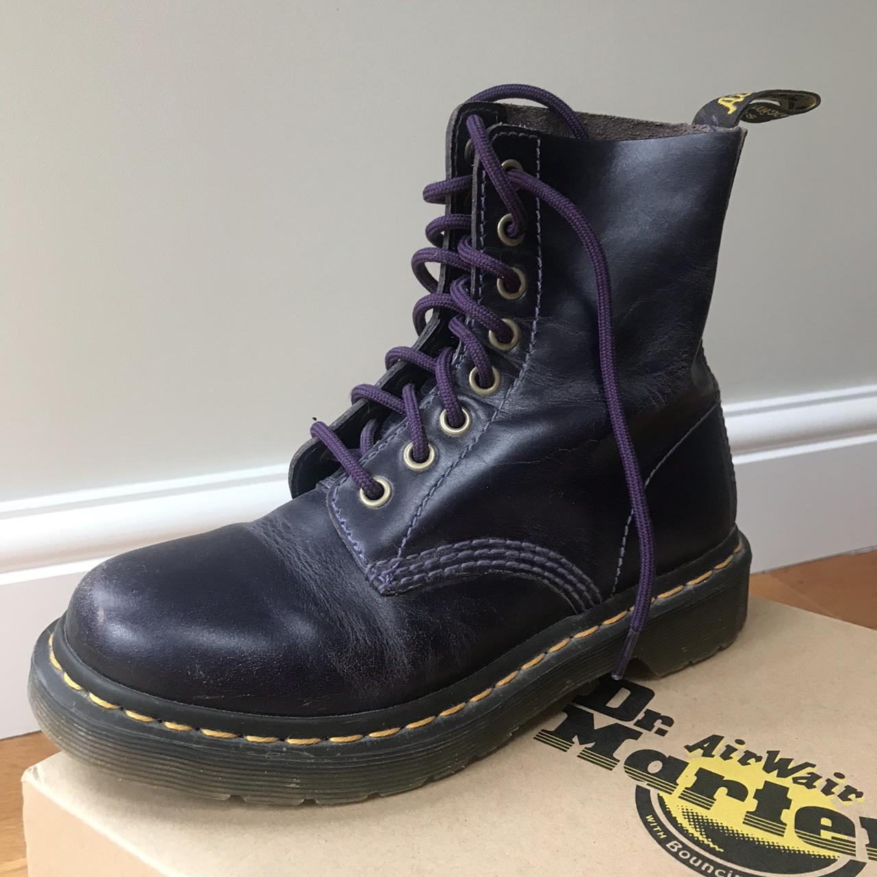 UK 3 plum purple doc martens🔮 worn but still have... - Depop