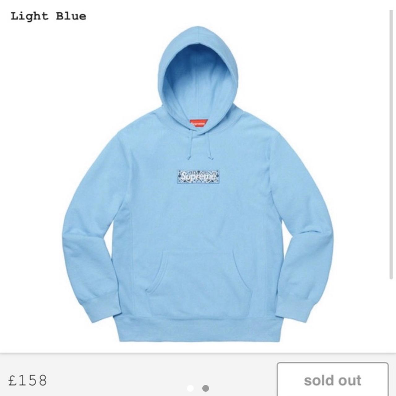 Bandana box logo hooded sweatshirt light blue size... - Depop