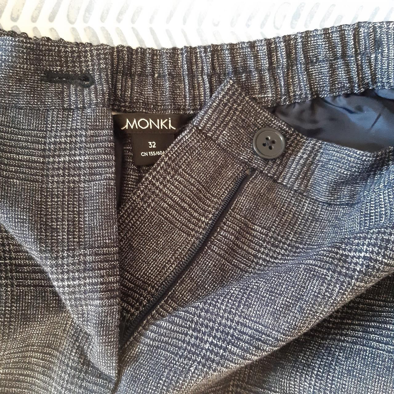 Monki Women's Grey and Black Trousers | Depop