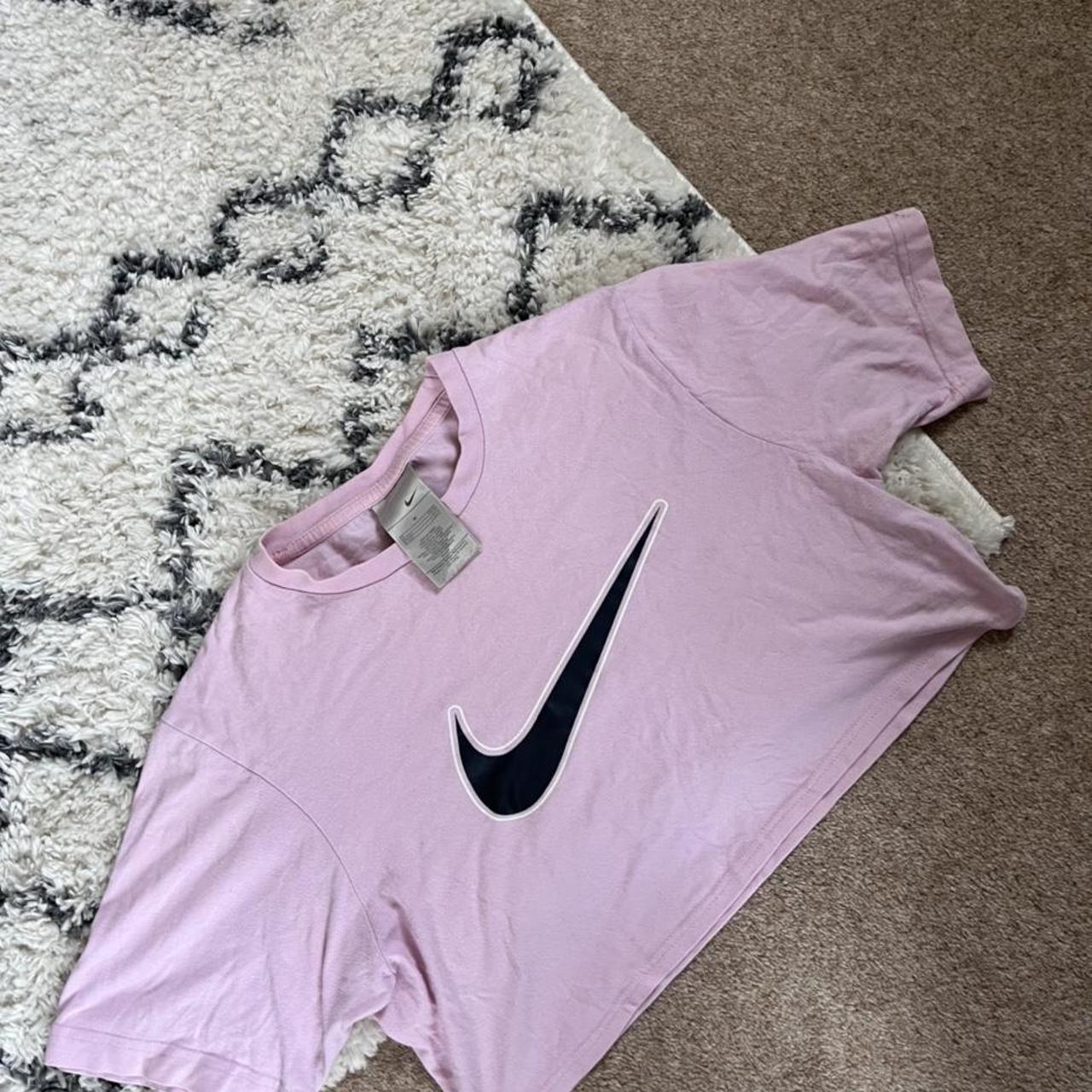 Baby pink Nike tee cropped Size medium Depop