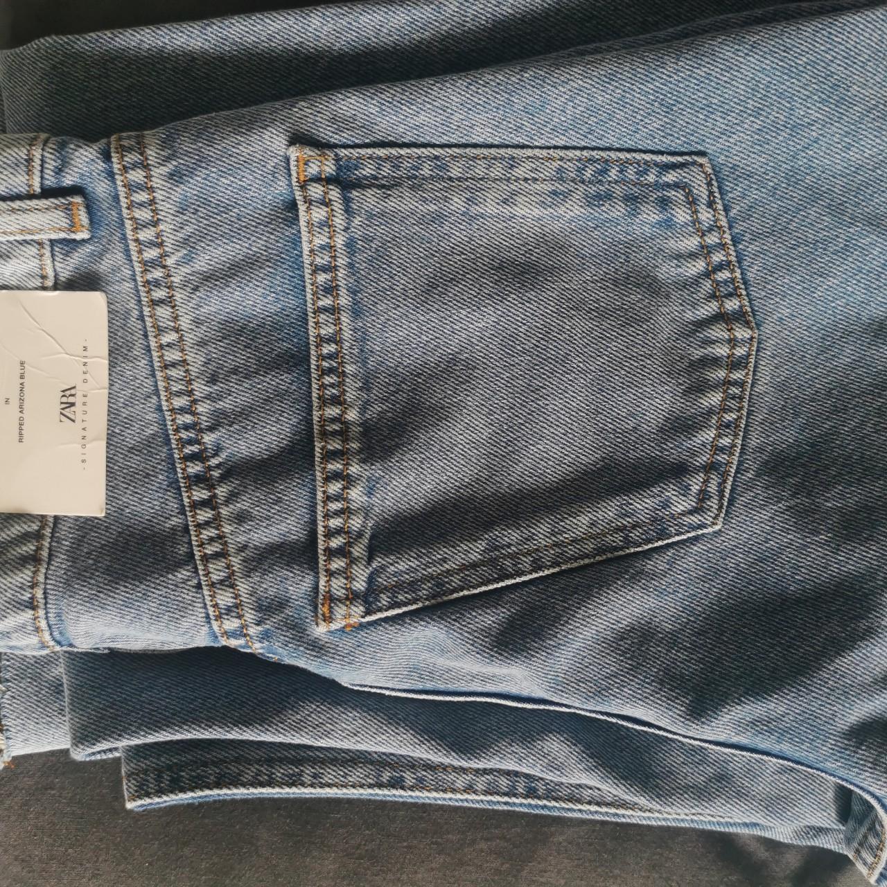 Zara 90s full length jeans with cut at knee Depop