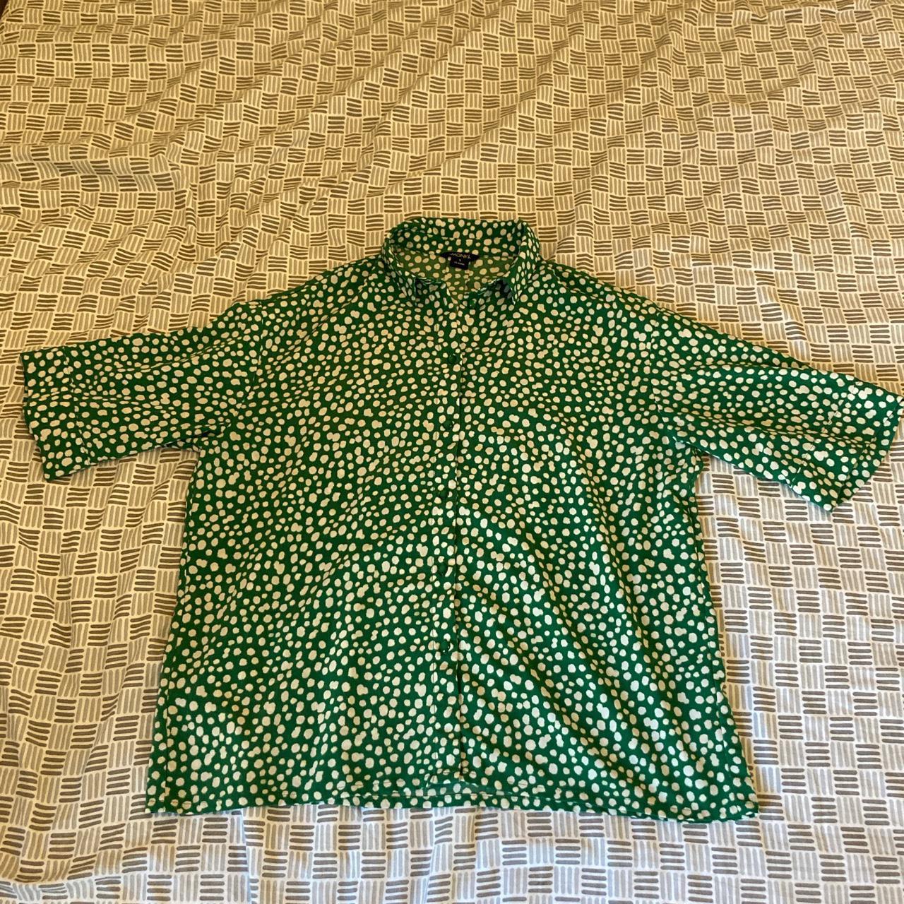 Monki Women's Green and White Shirt | Depop