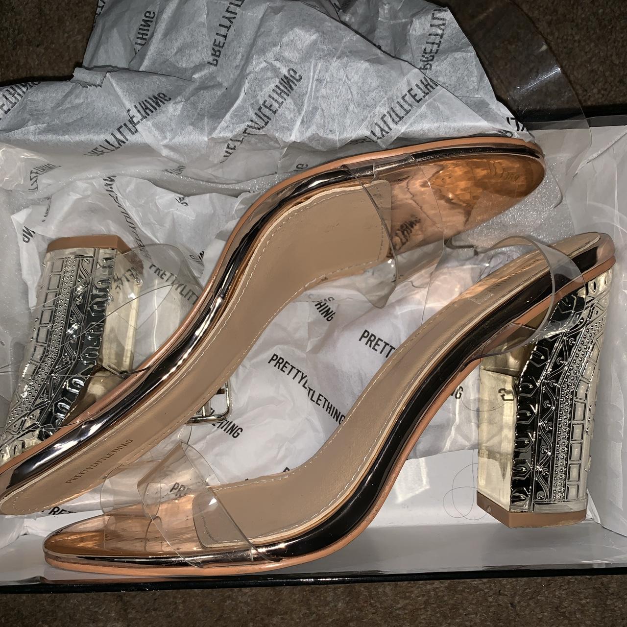 Rose gold best sale and clear heels