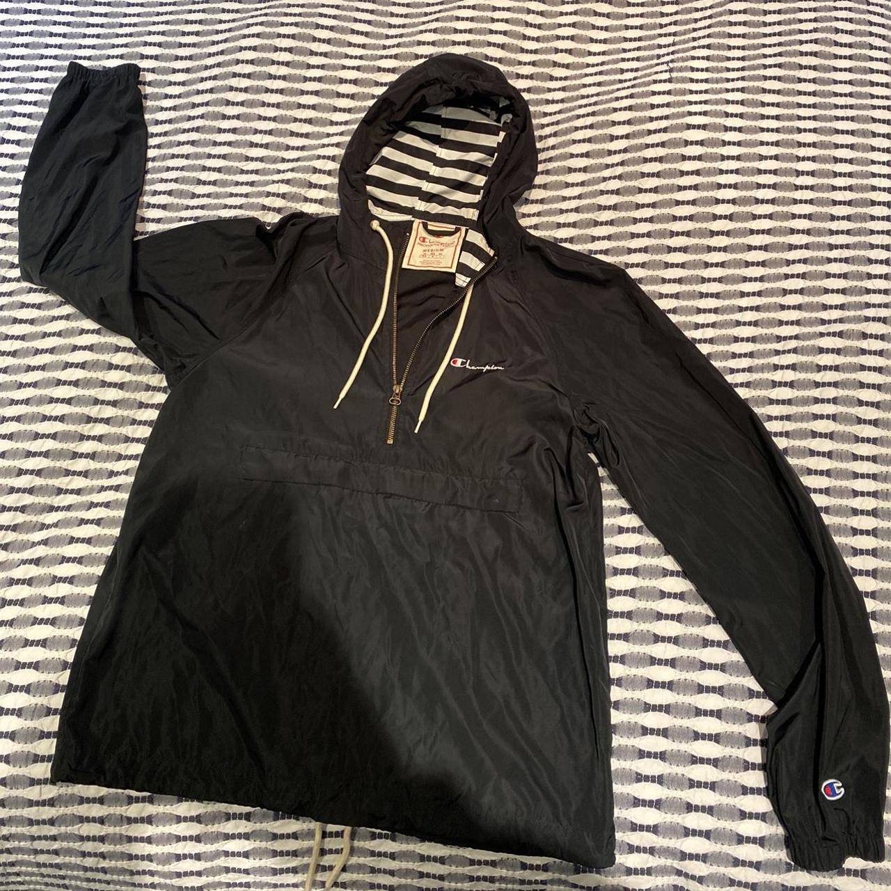 Champion Half-Zip Pullover Jacket - With Drawstring... - Depop