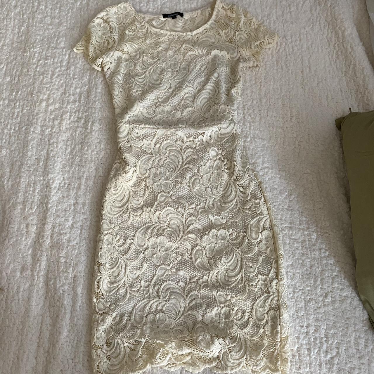 Fashion nova lace creme-white dress The dress is... - Depop