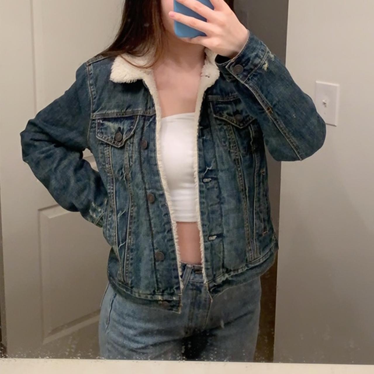 Abercrombie jean on sale jacket with fur