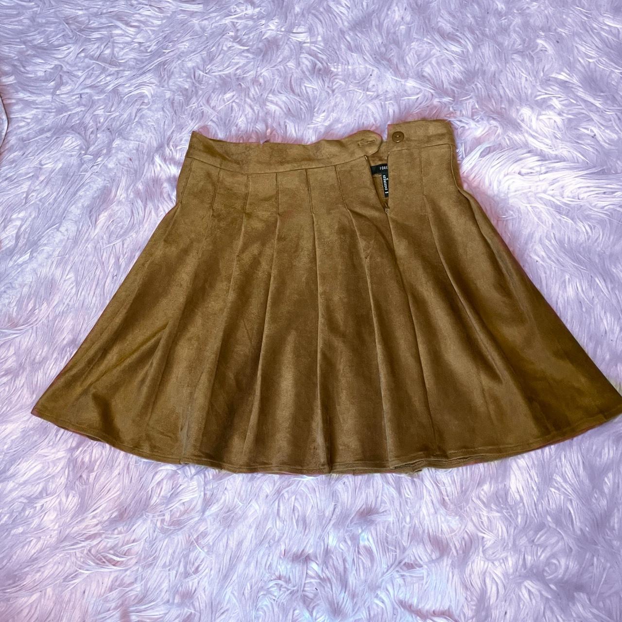 Brown pleated high waisted school girl skirt from | Depop