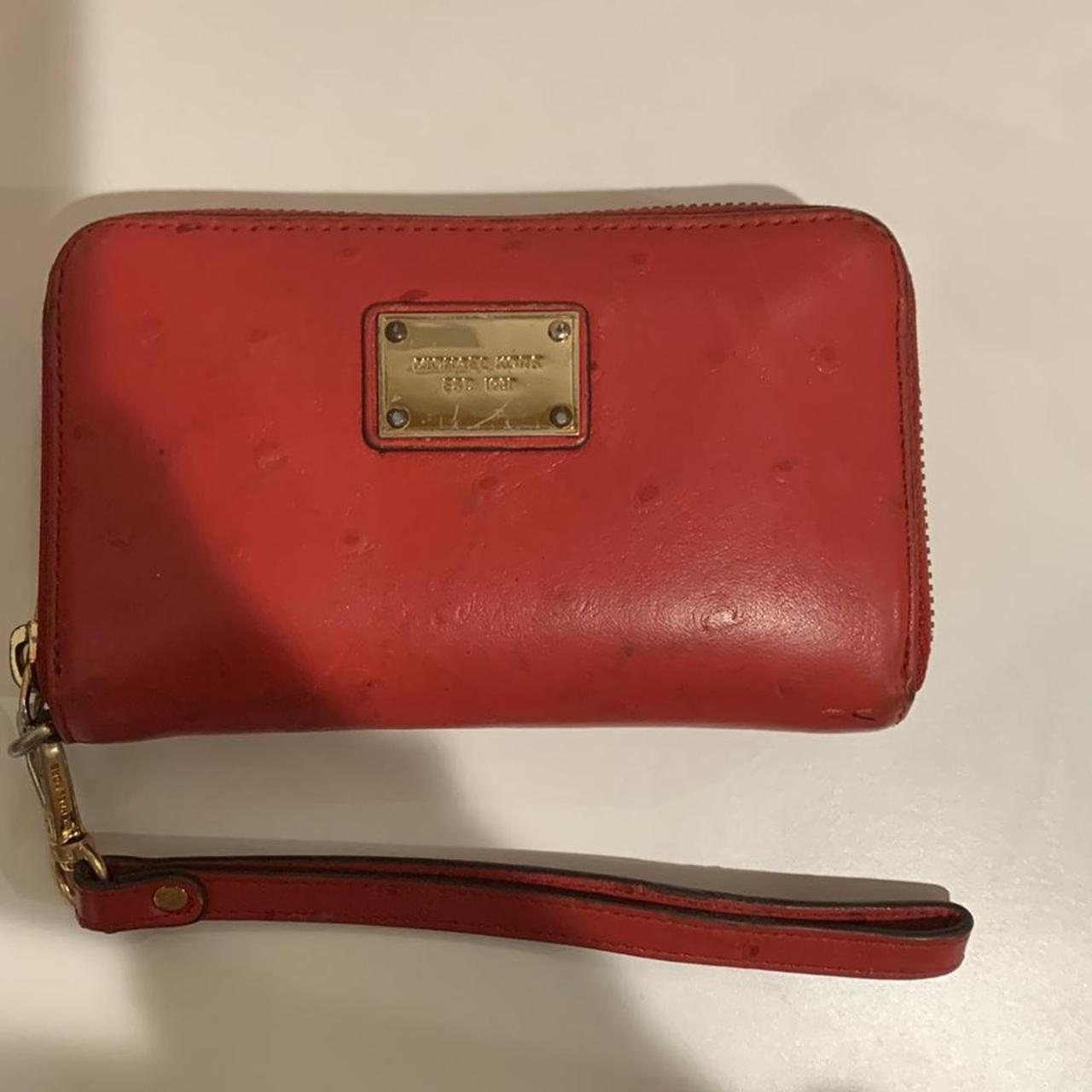 Red, 8” Michael Kors wallet with gold hardware. - Depop