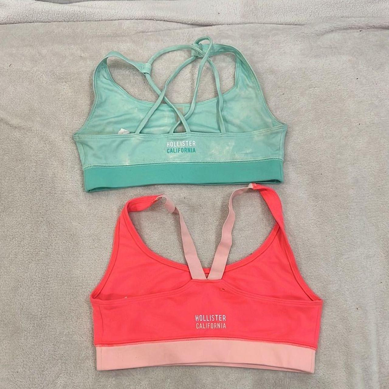 Hollister sports bras set of two pink and blue size - Depop