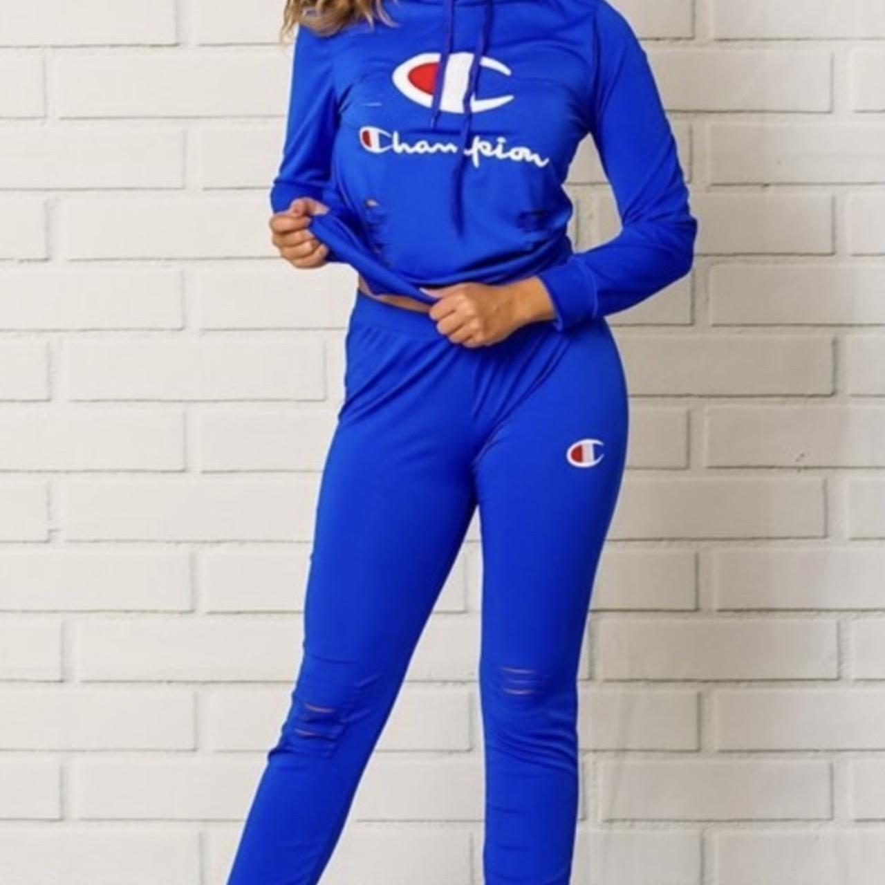 blue champion jogging suit