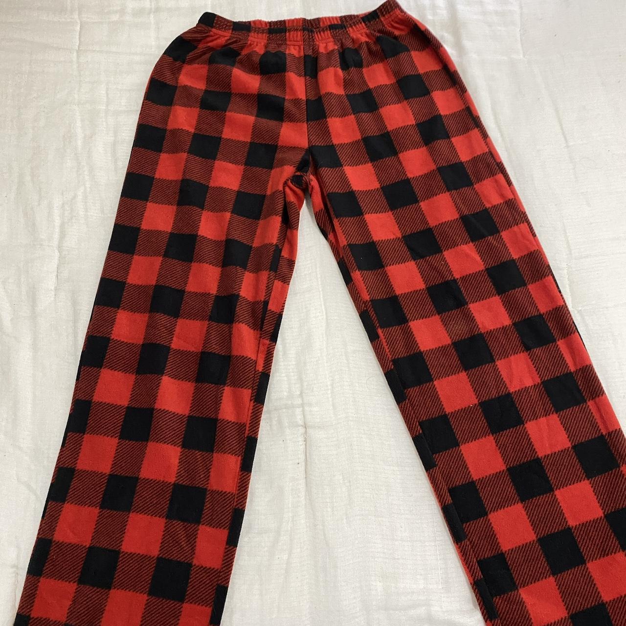 Red and Black Plaid Pajama Pants by Wondershop at... - Depop