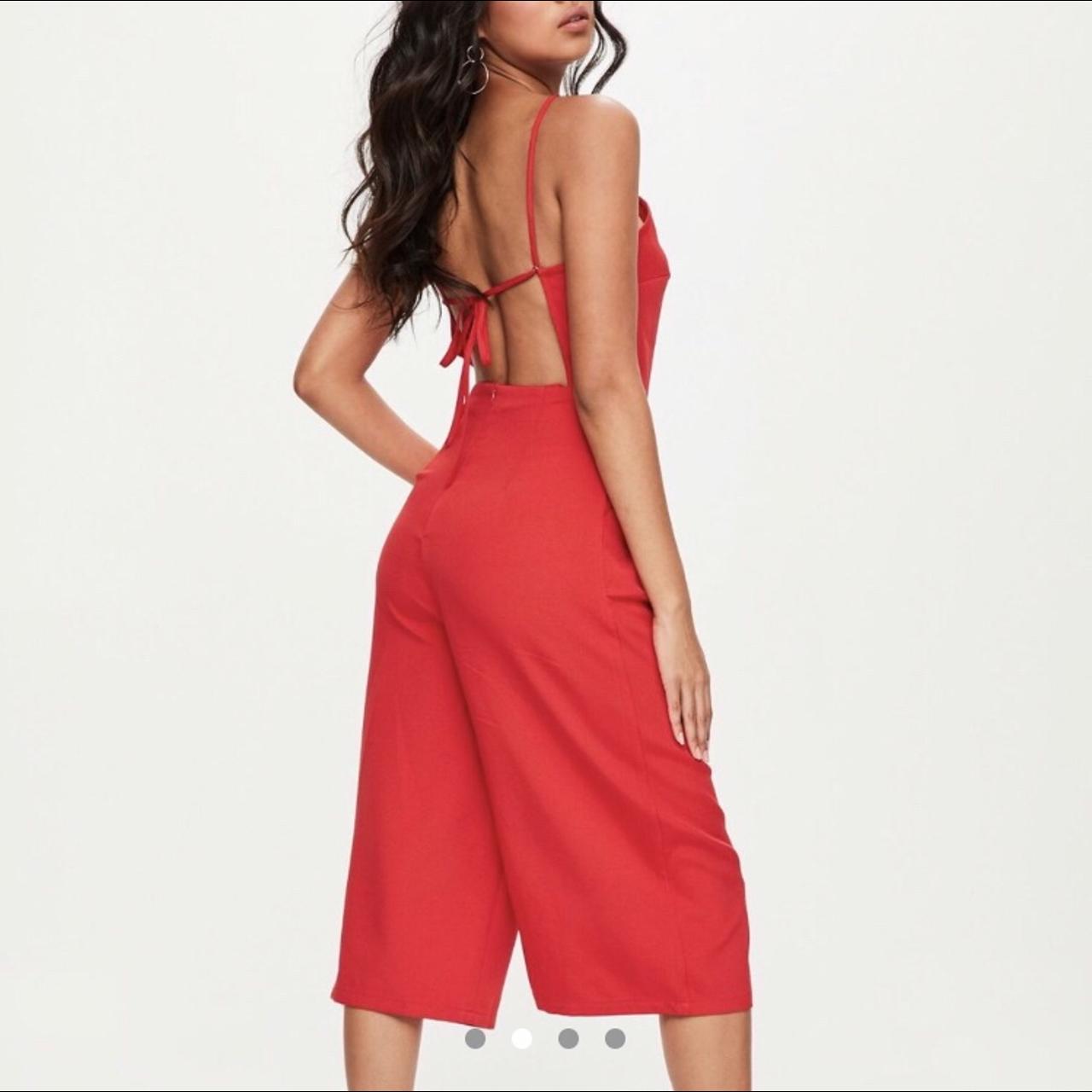 Missguided red jumpsuit with culotte trousers size