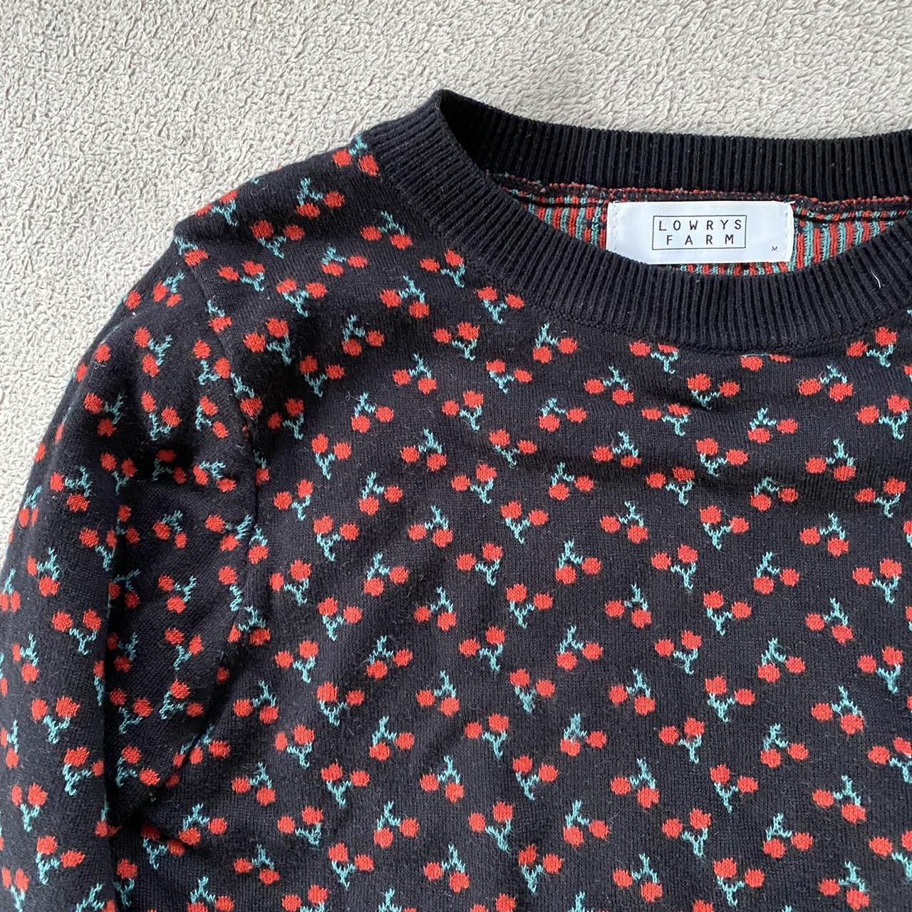 Black and red cherry sweater -Will fit size XS, S,... - Depop