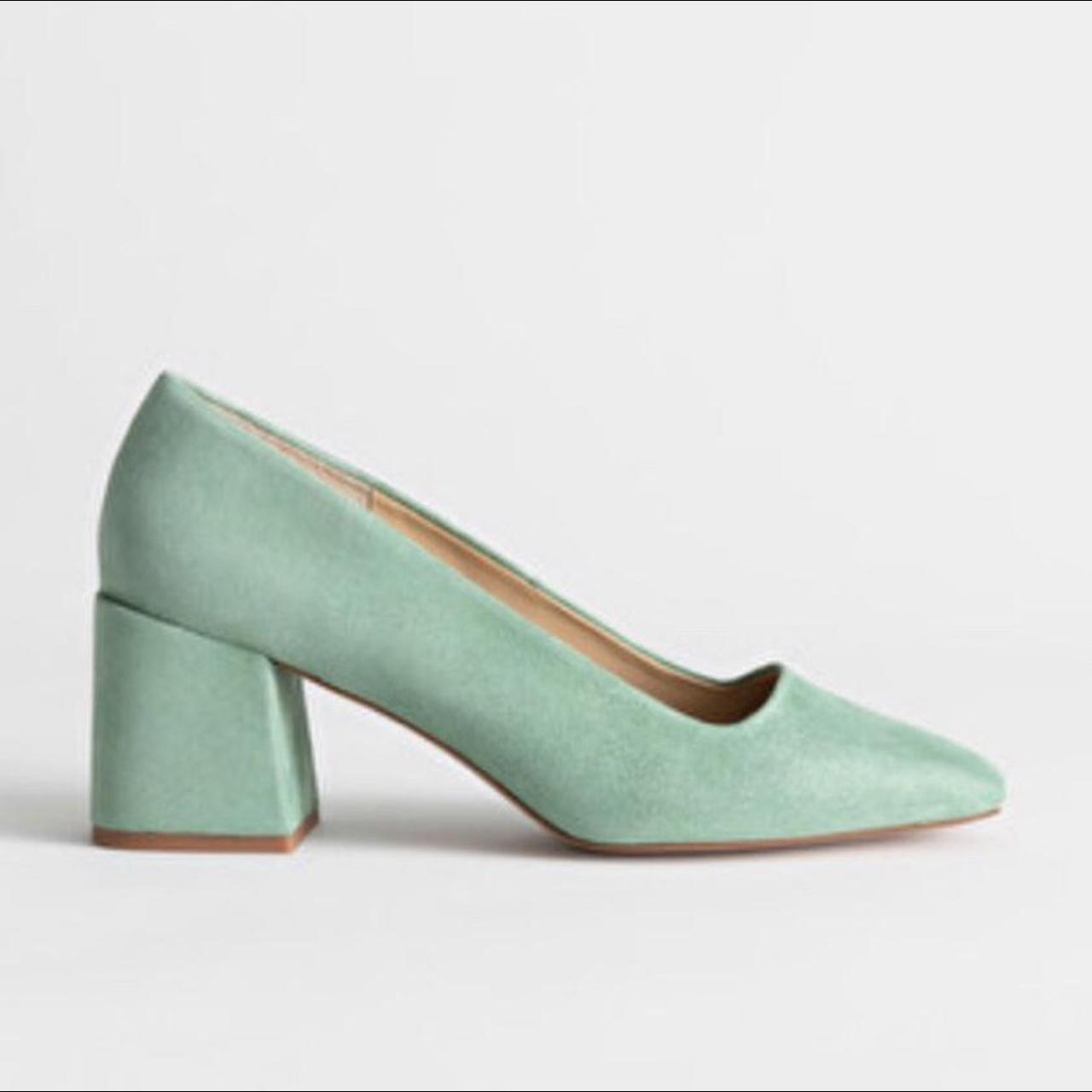 mint green suede heels