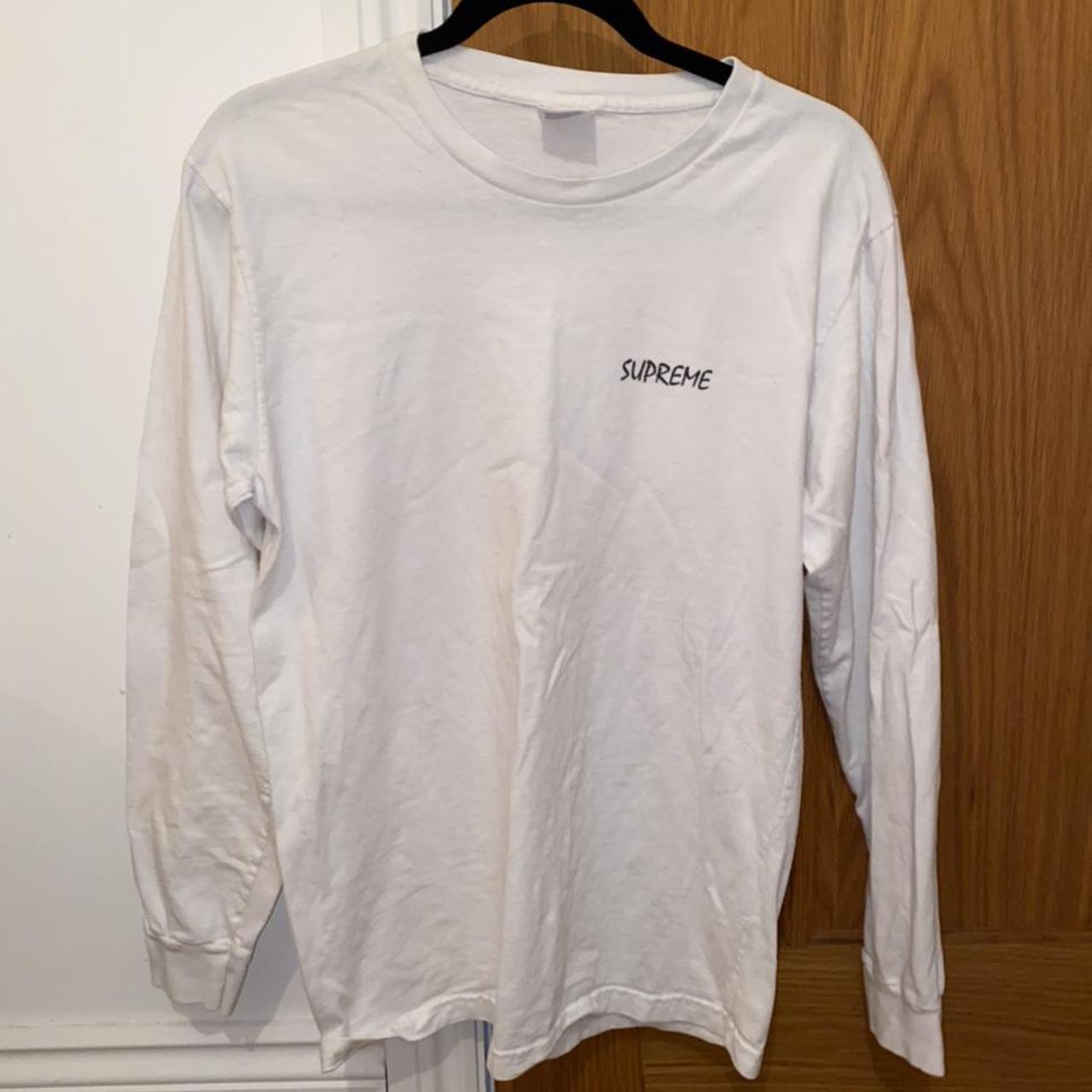 Supreme long sleeve white tee with horse graphic on... - Depop