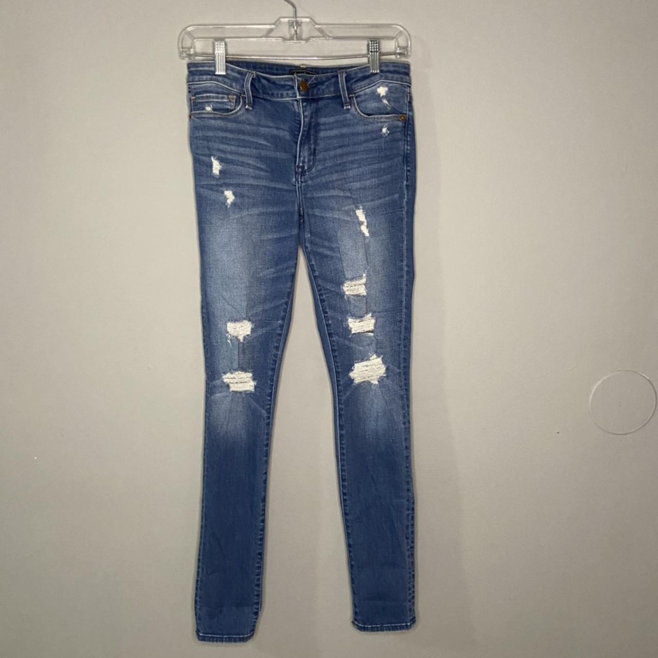 blue, high waisted, ripped jeans - Depop