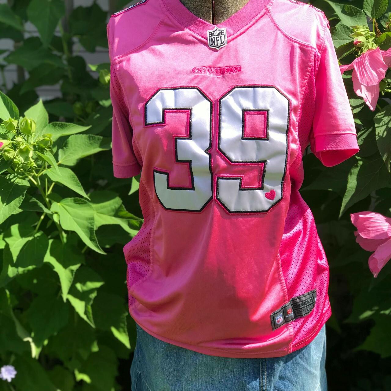 womens dallas cowboys pink breast cancer nike jersey size large